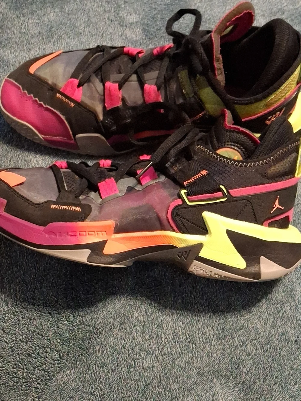 Jordan Mens Athletic Shoes Black Pink Neon Yellow